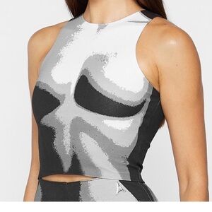 Maniere De Voir Body Print Racer Top - White/Grey